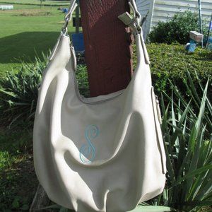 Initials Inc LARGE HOBO BAG PURSE Beige With S Initial